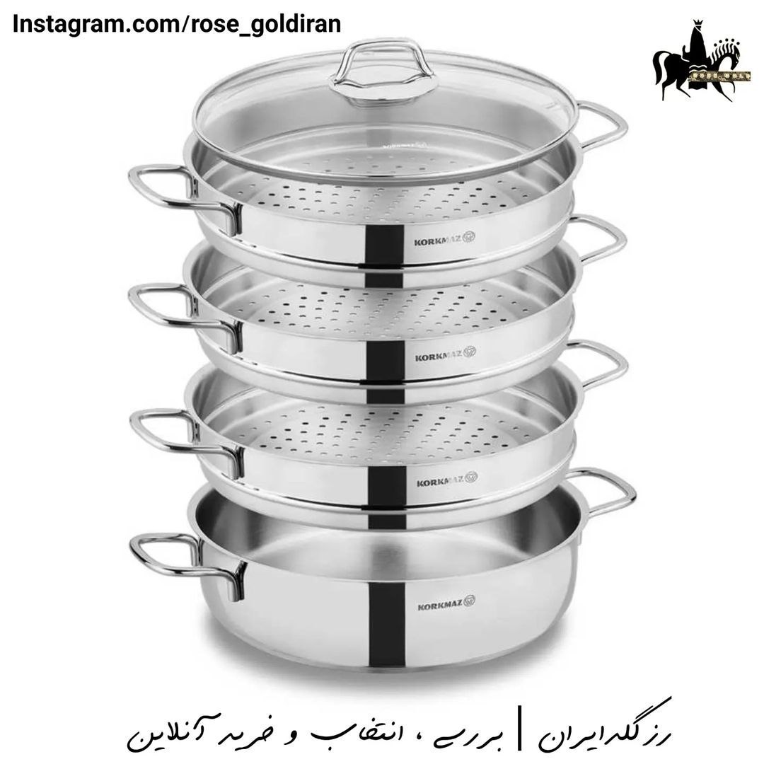 سرویس 5 پارچه بخار پز استیل کرکماز مدل پر