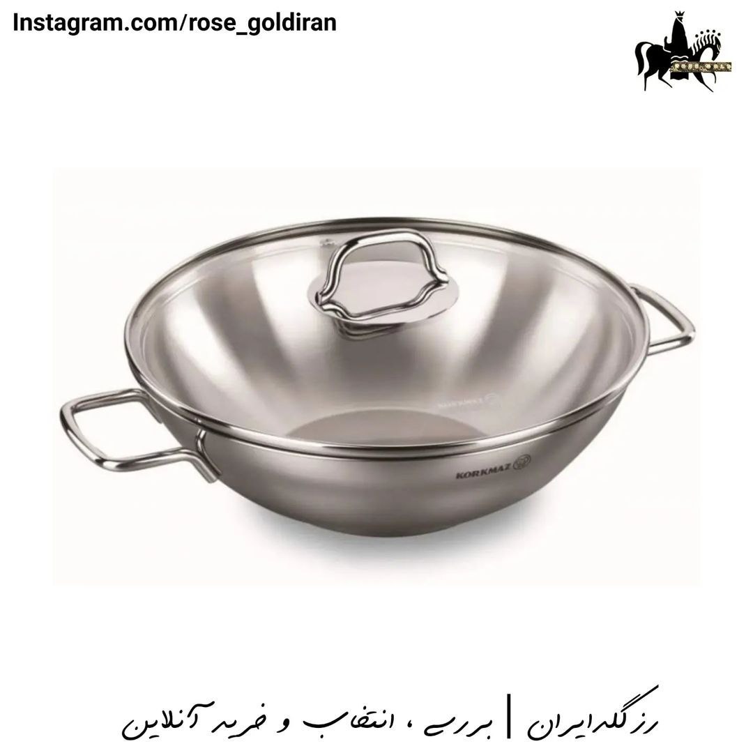 تابه وک دو دسته سایز 28 (درب دار) استیل کرکماز مدل پرلا