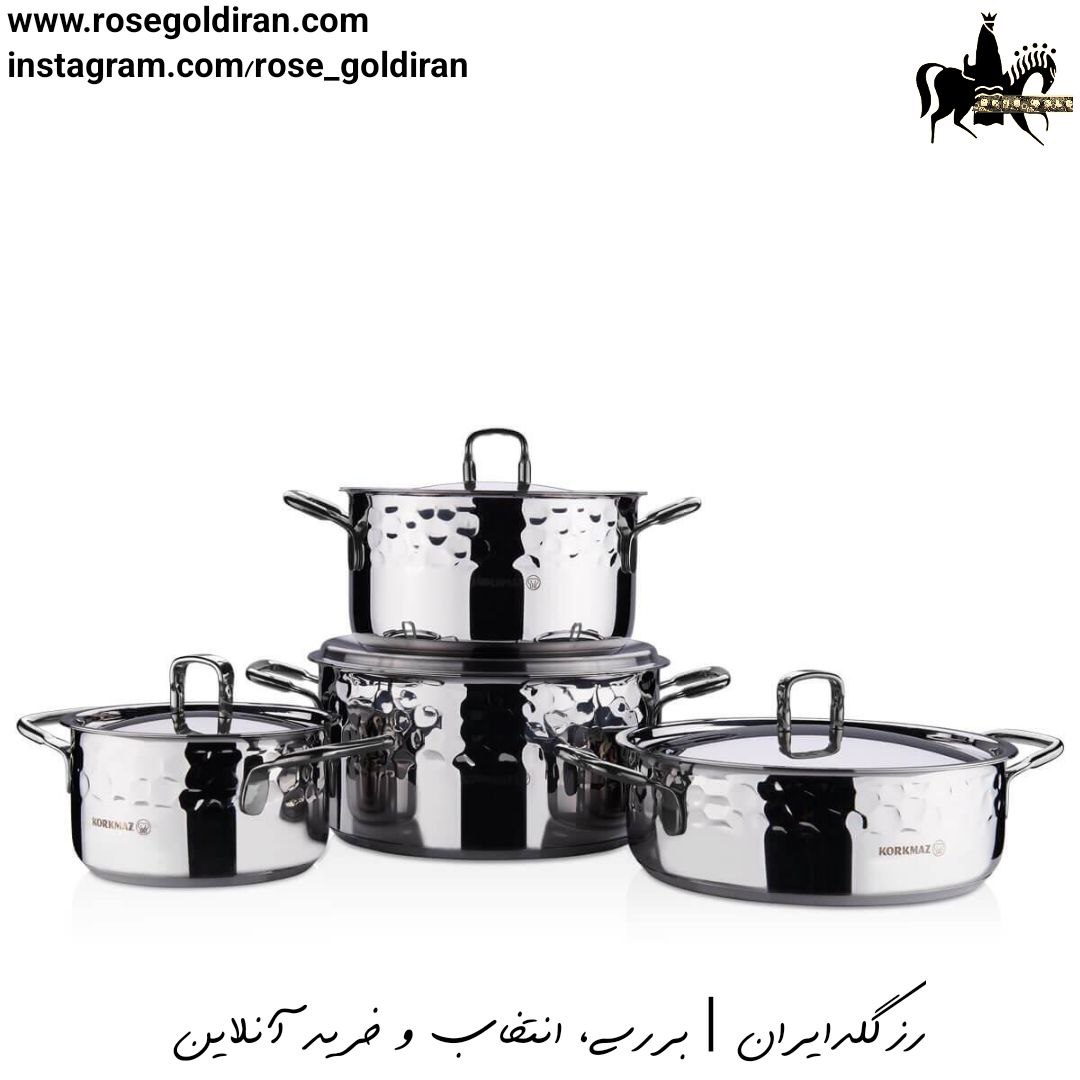 سرویس 8 پارچه استیل کرکماز مدل ارنا (دسته سیلور)