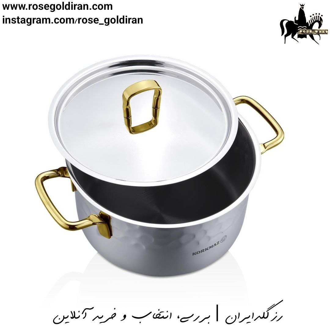 سرویس 8 پارچه استیل کرکماز مدل ارنا (دسته طلایی)